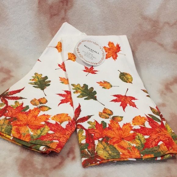 Rockhill Fall Leaves Harvest Kitchen Towel Set of 2, 18”X28”, %100 Cotton NWT - Picture 10 of 10